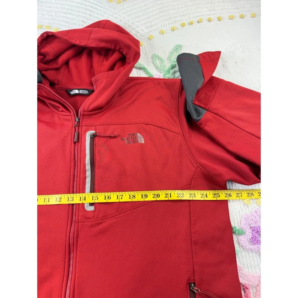 The North Face Mens Red Full Zip Softshell Hoodie‎ Jacket XXL/TTG Fleece Lined